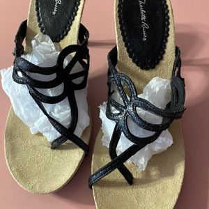 Black sandal high heels never worn size 8